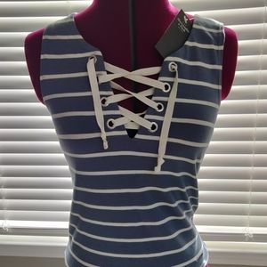 Abercrombie tank  size medium blue and white striped